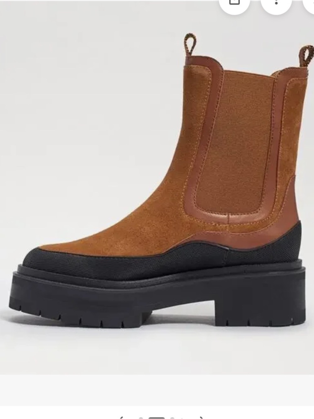 Sam Edelman Lilia Chelsea Tan Suede & Black Lug Sole Platform Ankle Boot NWT - Picture 2 of 10